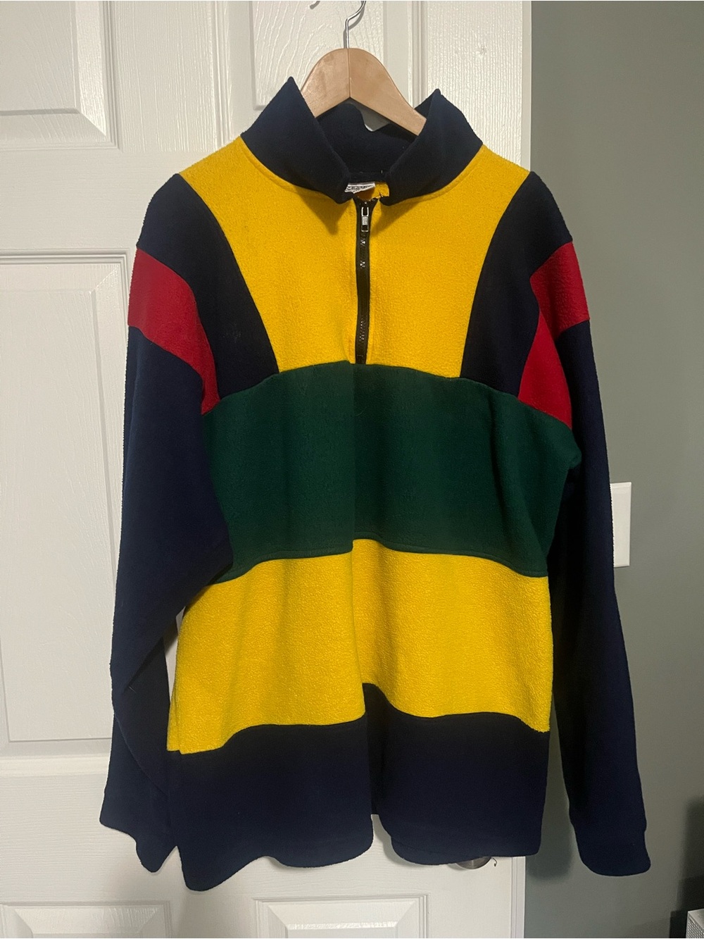 Men's Colorblock Half-Zip Sweater in Yellow, Green, Navy and Red